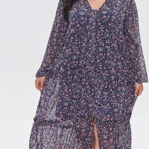 Plus Size Chiffon Floral Dress 0X